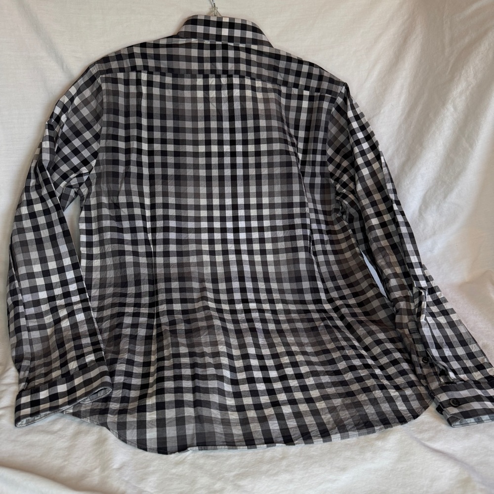 Express Men's Monochrome Plaid Shirt - Picture 4 of 4